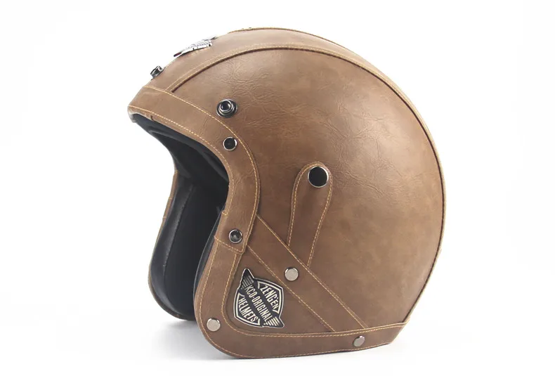 Взрослые кожаные шлемы 3/4 мотоциклетный шлем высокого качества Чоппер велосипедный шлем с открытым лицом винтажные мотоботы