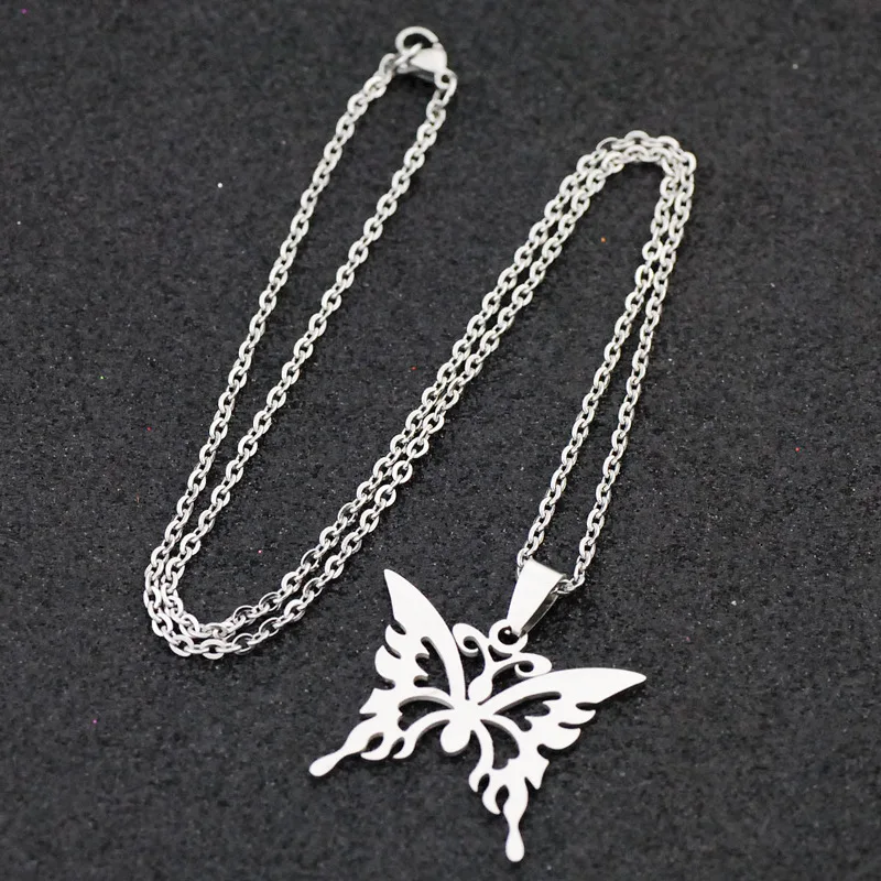Уникальная полая Бабочка Pedant ожерелье из нержавеющей стали ожерелье s для женщин девушек ювелирные подарки
