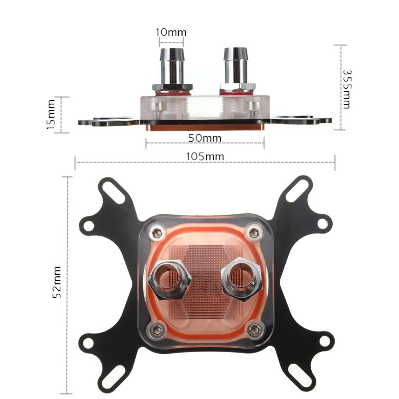 50 мм Процессор водяного охлаждения внутренний канал водоблок воды кулер блока Медь основание обеспечивает прохладу во время Intel 775/1155/1156/1366/LGA 1150/AM3