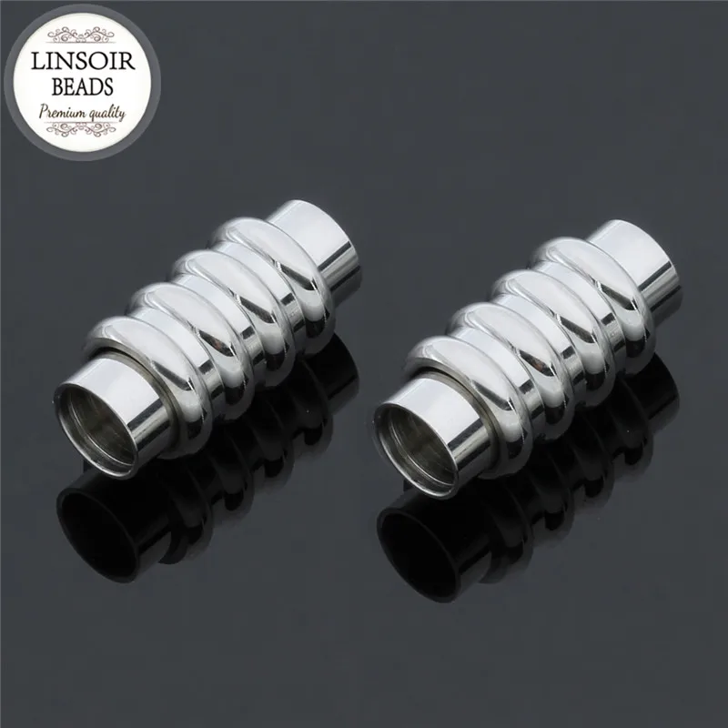 2pcs/lot Stainless Steel Hole Size 5mm Clasp Round Leather