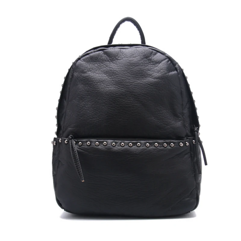 

Large Capacity Rivet Black Shoulder Bag PU Leather Backpack Teenage Girls School Travel Bags