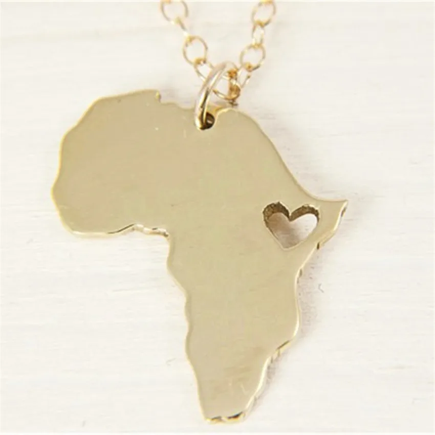Heart South African Map Collar Pendant Necklaces Handmade Charm