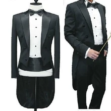 Черные мужские костюмы с ласточками для свадебной вечеринки, 2 предмета(куртка+ брюки+ галстук), модный костюм Terno Masculino, выполненный на заказ