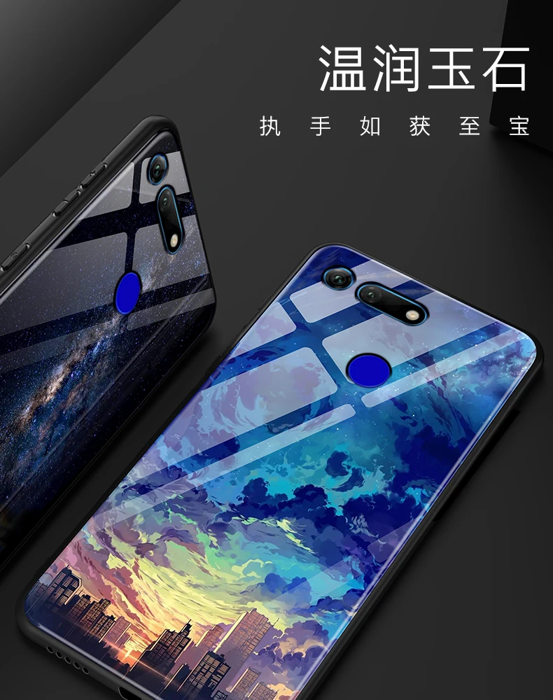 Корпус телефона Fundas для huawei Honor V20 Дело закаленное Стекло силиконовый чехол для Coque huawei Honor просмотра 20 случае View20 V 20 Coque мягкая рамка