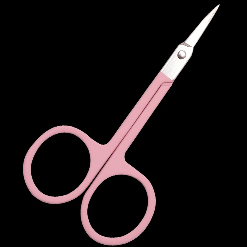 1 шт., металлические ножницы для макияжа ресницы для бровей, ножницы для подрезки фитиля, острый кончик кончика, маленькие ножницы для бровей - Цвет: PK