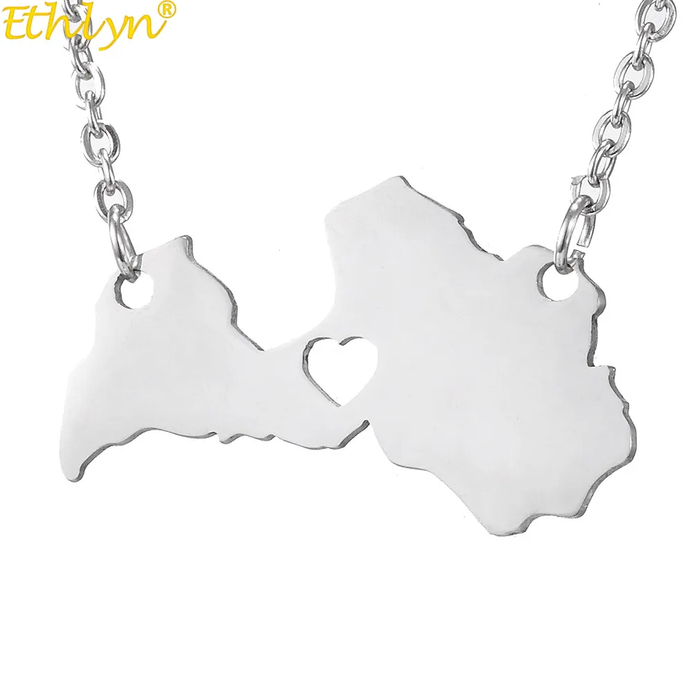 Ethlyn, Новое поступление,, нержавеющая сталь, Латвийская карта, ожерелье, модная серебряная подвеска для европейских рекламных подарков, P169