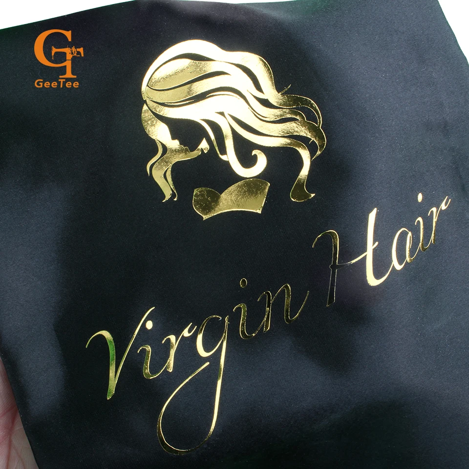 Индивидуальные Волосы название магазина человеческих девственных волос упаковка атласные сумки, самоклеющиеся волосы пучок обертывания наклейки, брендовая бумага бирка