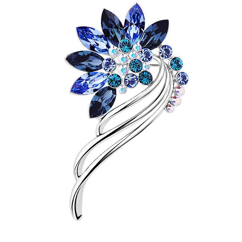 

2 colors available Fashion big crystal flowers brooches Pins jewelry for women elegant Colorful petals Wedding party brooch