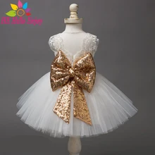 Bébé fille robes de baptême robe 2017 d’été nourrissons robe dentelle arc enfant bébé princesse d’anniversaire robe pour bébé fille vêtements