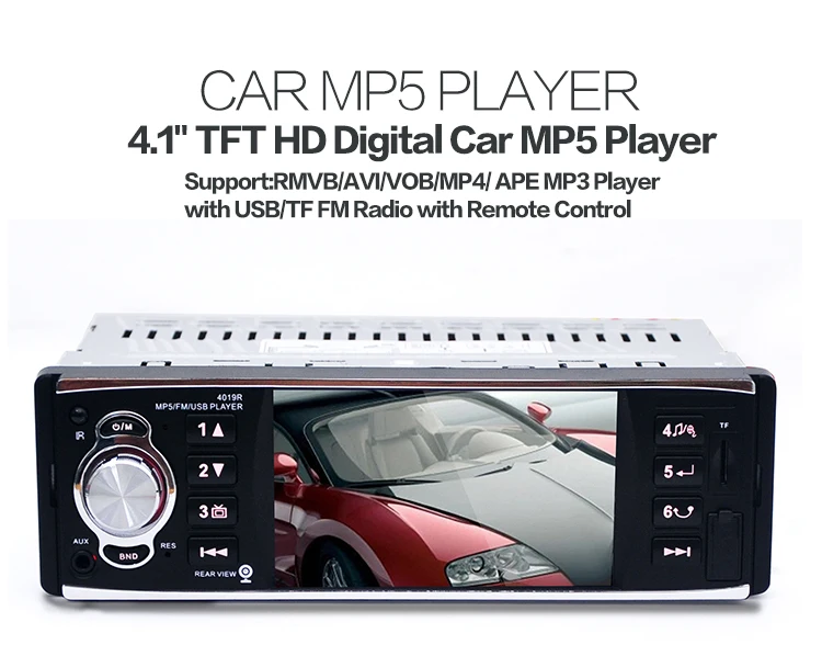 Durable 12V Rear view camera 4" TFT HD Digital Car MP5 Players Stereo