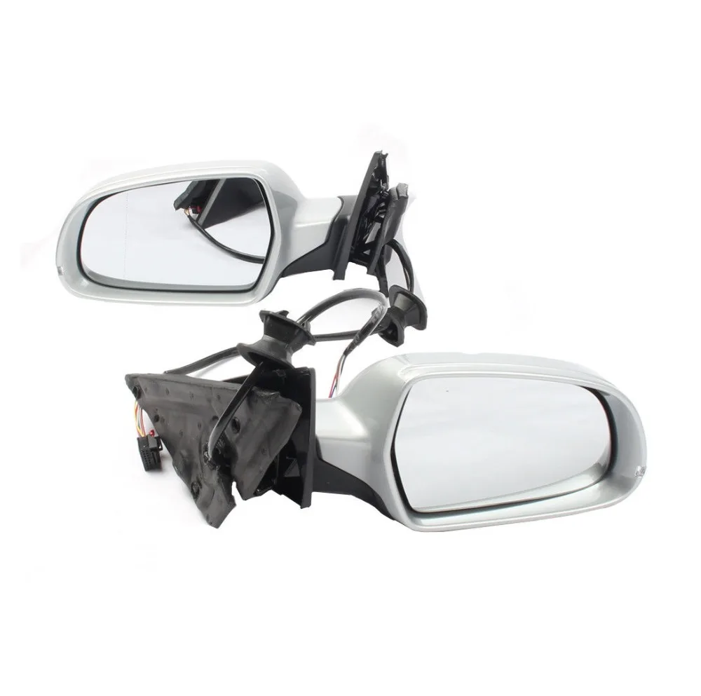 6 с трапециевидным силуэтом и серебряного цвета с кристальной платформой сторона зеркало заднего вида Дверь Зеркало с подогревом в сборе для AUDI A4 S4 2009