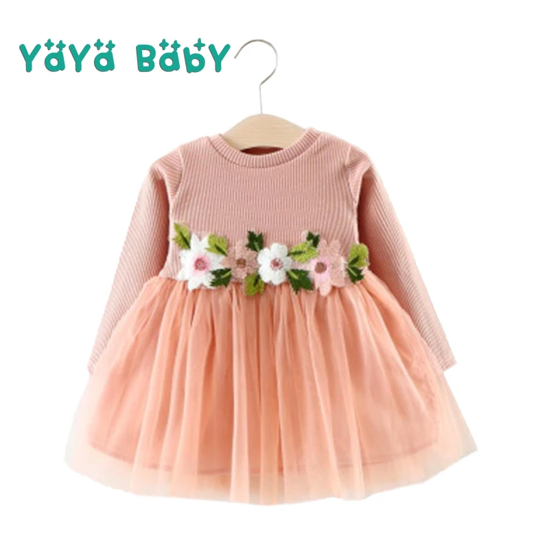 Long Sleeve Baby Dress 2018 New Flower O-neck Newborn Princess Birthday Dress Mesh A-line Baby Girls Clothes Infant Costume Long Sleeve Baby Dress 2018 New Flower O-neck Newborn Princess Birthday Dress Mesh A-line Baby Girls Clothes Infant Costume