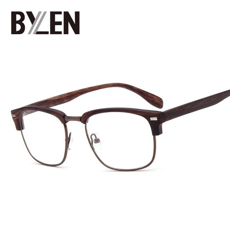 Half Frame Square Glasses Frames Retro Metal Reading Glass Frame Clear Lens Computer Eyeglasses UV Protection