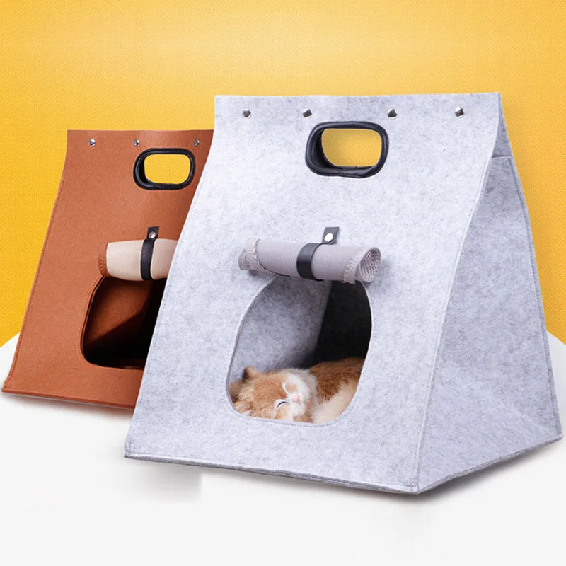 

Felt Pet Cat Sleeping Bed Cover Mats Warm Sofa Cushion Easy To Carry Kennel Nest Dog Cat Bed For Small Medium Dogs Foldable Bed