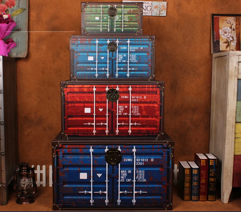 

Creative Retro Wooden Colorful Suit Box Clothes Storage Box Luggage Case Home Decoration Vintage Photography Prop Window Display