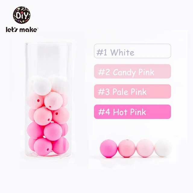 Let's make 50pcs Silicone Beads 12mm Eco-friendly Sensory Teething Necklace Food Grade Mom Nursing DIY Jewelry Baby Teethers pink set