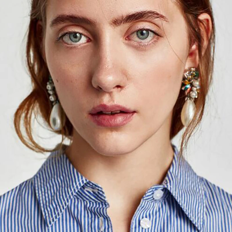 

7 Colors Fashion Statement Jewelry Simulated Pearl Water Drop Earrings Dangle Earrings New HOT Model For Women Bijoux F50319