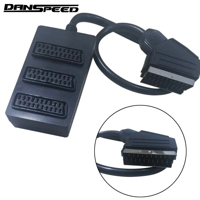 

DANSPEED 3 Way Scart Splitter Switch Box Video Cable Male to Female Adapter Connector 3 Devices to One TV Television