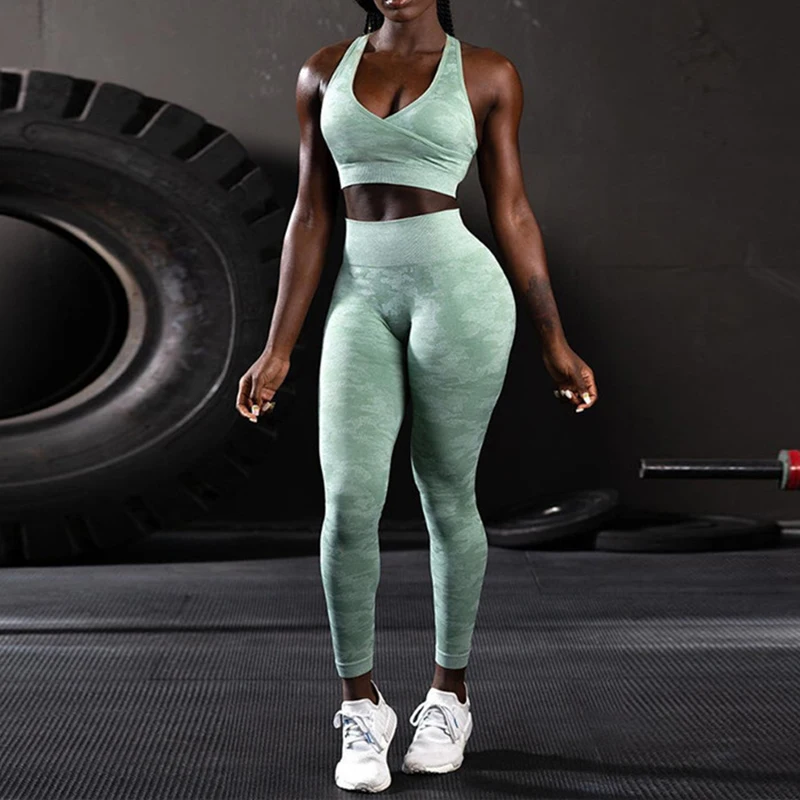 

SALSPOR New Camo Seamless Leggings Women High Waist Push Up Elastic Shark Fitness Yoga Pants Gym Tight Camouflage Sport Leggings