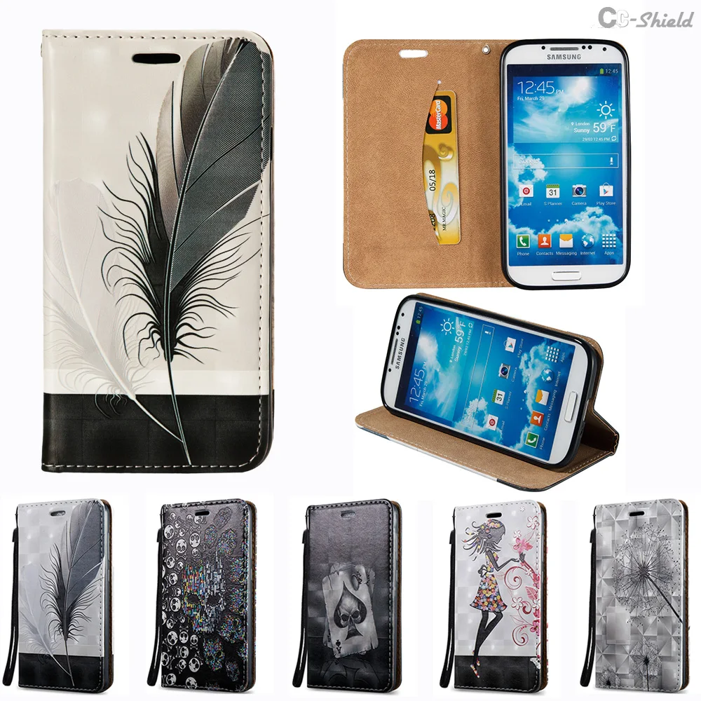 3D флип кейс для samsung Galaxy S 4 S4 i9500 GalaxyS4 GT I9500 I9515 I9505 чехол телефона кожаный