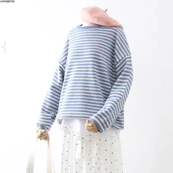 

Cashmere Sweater Women striped Pullovers Loose Pullover Shirt O Neck Sweaters Fashion 2019 Women Oversized Sweater Sueter Mujer
