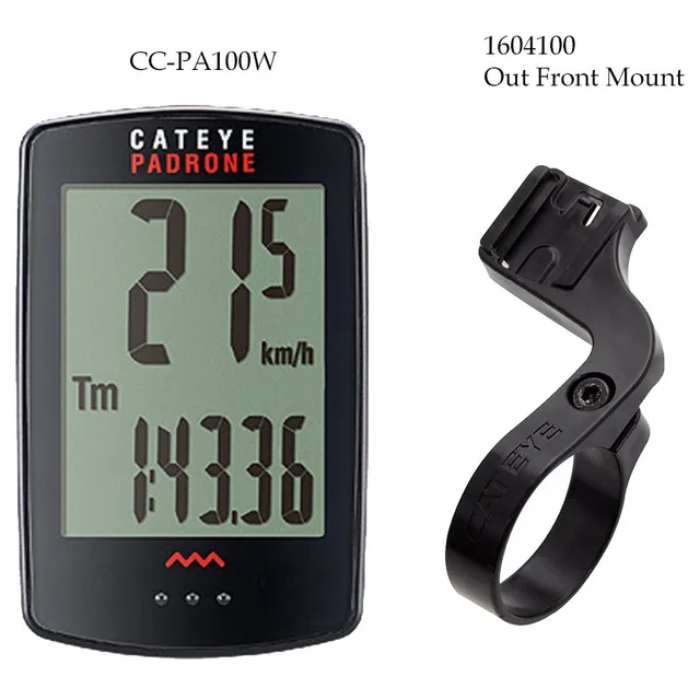 Bicicleta ordenador inalámbrico pantalla grande ciclismo velocímetro con retroiluminación Sensor de velocidad frontal incluye CATEYE Padrone Plus|Sistemas de navegación para bicicleta| -