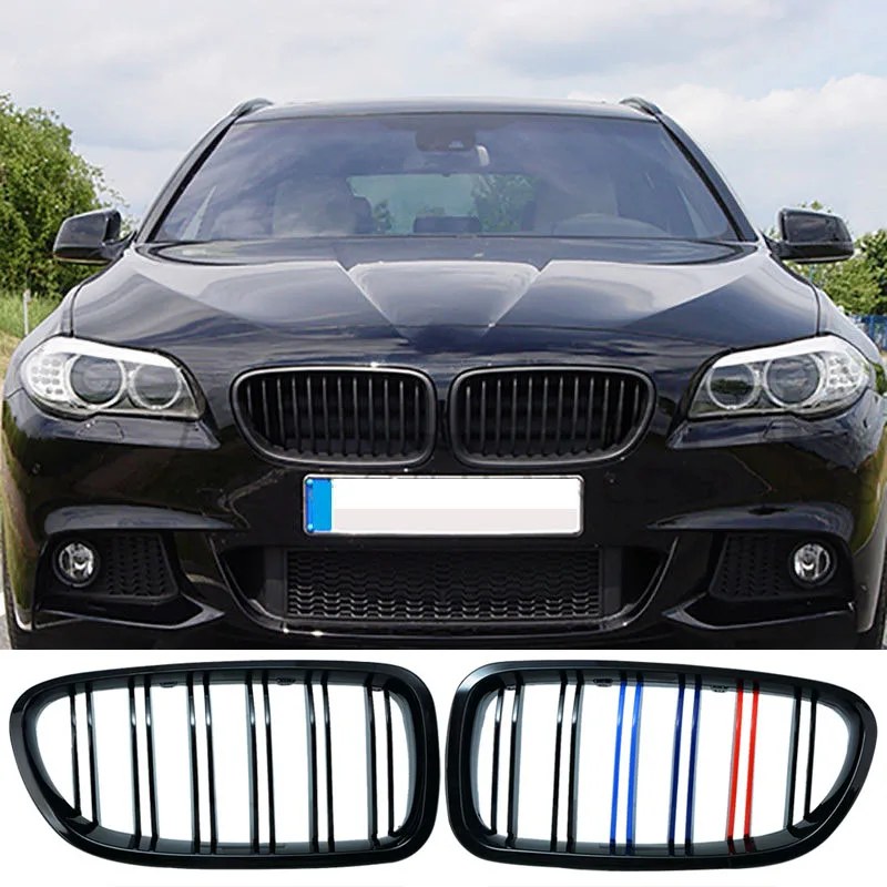 buy 2pcs Grille For BMW 5 series F10 F18 10 15 gloss black Car Front Center Wide Kidney Grill Racing Grill Car styling