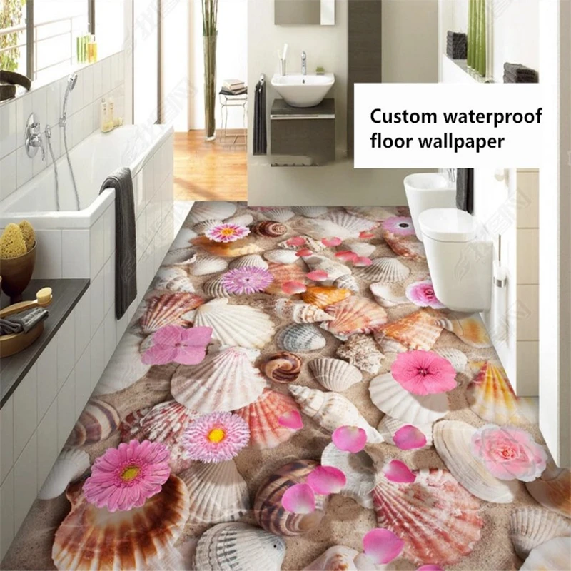 beibehang Custom fashion three-dimensional silky waterproof classic papel de parede wallpaper stereo dolphin rock bathroom floor beibehang custom large scale mural summer beach dolphin 3d floor three dimensional painting thick waterproof pvc wear film