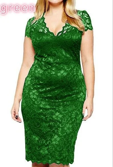 S 5XL Robe 2018 летнее платье большого размера элегантное кружевное средней длины с