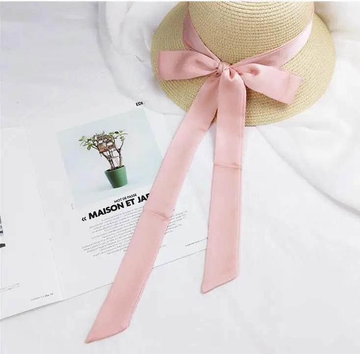 Light pink Шарф из чистого шелка для женщин длинный шейный волос сумка с шарфом ремень маленький шейный шарф модный элегантный пояс галстук сумка шарф 4,5X200 см - Цвет: Light pink
