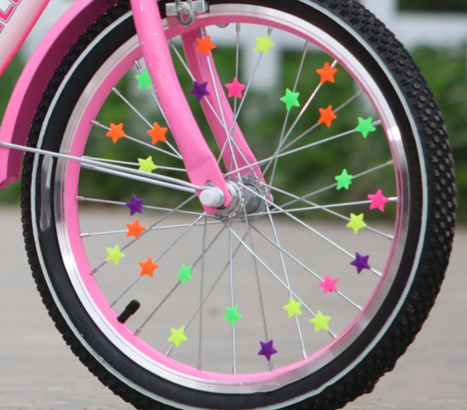 Cheap 36pcs/lot Bicycle Wheel Spoke Colorful Plastic Bead Multi Color Children Clip Decoration Baby Bike Kid Cycling Accessories 0