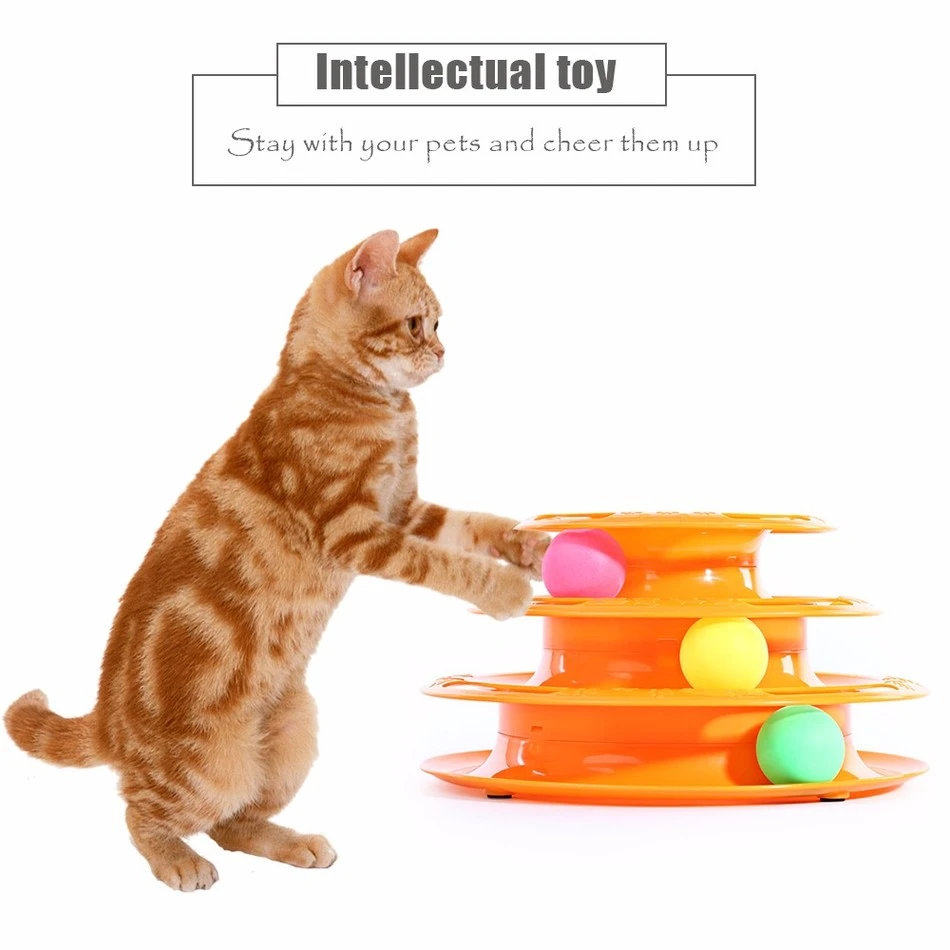 Juguetes originales para perros y gatos, inteligencia de entretenimiento, tres torres de pistas, bola giratoria, juguetes para mascotas, útil antideslizante 2 colores|dog cat toy|cat toydog - AliExpress