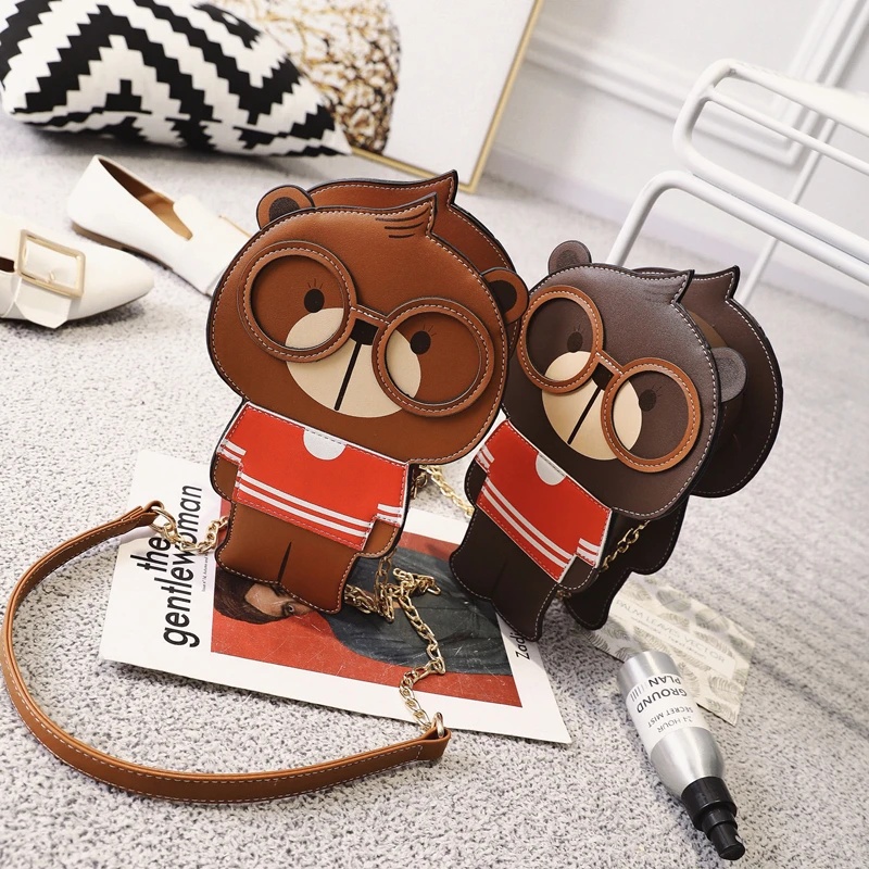 

Small bag girl 2018 new style personality weird slanting bag Korean Version cute cartoon chain single shoulder bag mobile phone
