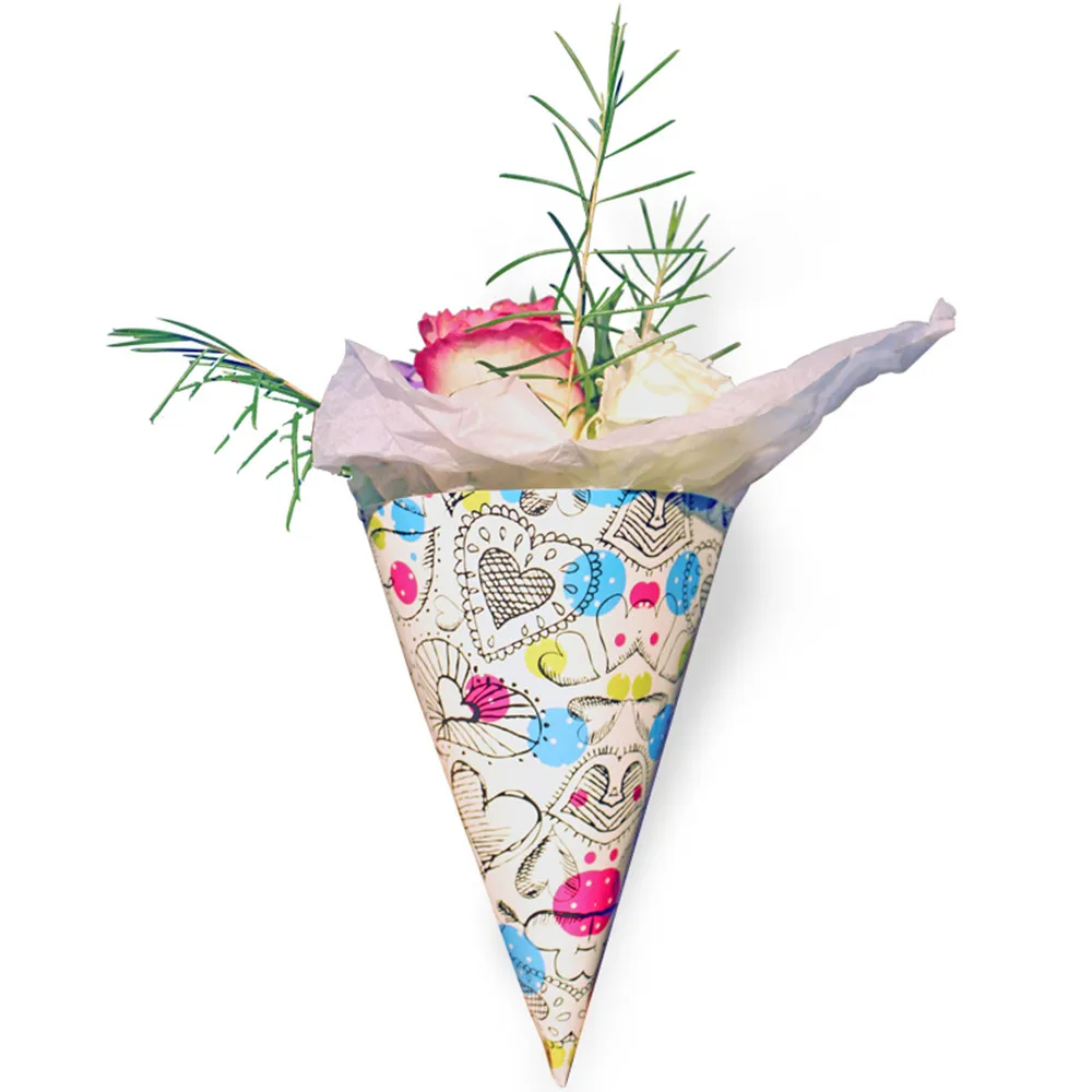 ice cream cone flower wrapping paper gift packaging paper flower paper cone flower holders