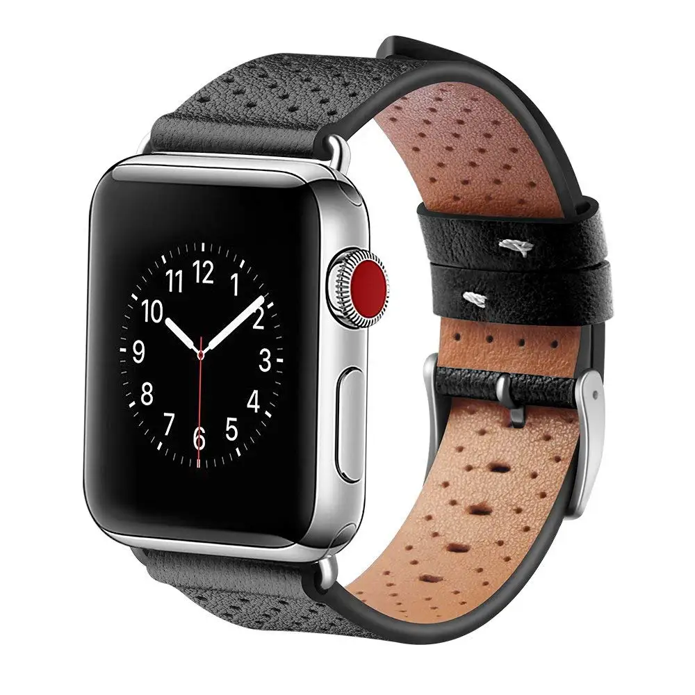 

Sport Loop Band 38mm 42mm Genuine Leather iWatch Band Replacement Strap with Stainless Metal Clasp for iWatch Series 3 2 1