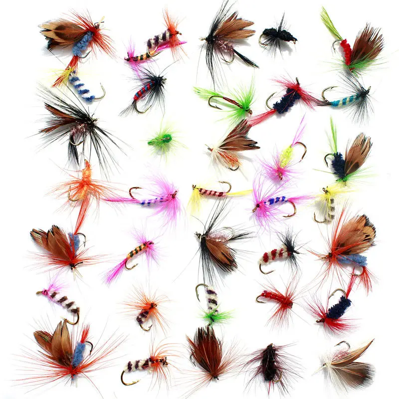 36pcs Lures Promotion Fly fishing Hooks  Butterfly Insects Style Salmon Flies Trout Single Dry Fly Fishing Lure Fishing Tackle