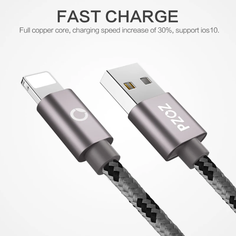 PZOZ USB كابلات منتجات APPLE ايفون اكس اس ماكس 6 زائد 7 6 ثانية X 5 se ايباد ميني USB شحن سريع كابل بيانات الحبل 8 دبوس الهاتف المحمول الكابلات