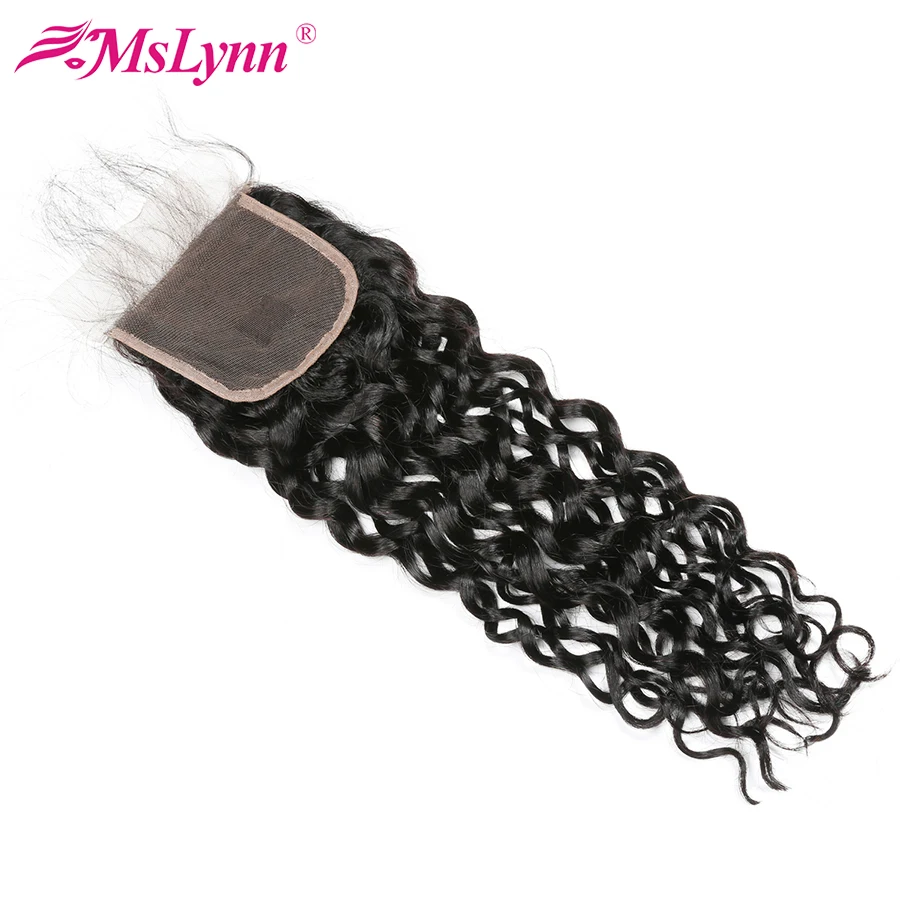altHuman Hair Bundles With Closure Brazilian Hair Water Wave 4 Bundles With Closure Non Remy Hair Extension Mslynn Human Hair 5PCS