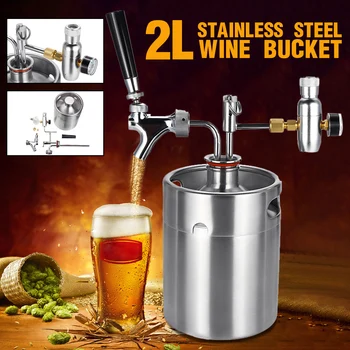 

2L Durable Stainless Steel Wine Beer Keg Home Beer Dispenser Growler Beer Brewing Craft Mini Beer Keg With Faucet Pressurized