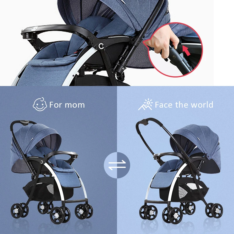 

Multifunctional Baby Trolley Dual Use of Reverse Forward Baby Car Four Wheels Stroller Folding Light Weight Child Four Seasons