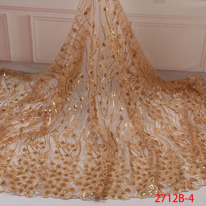 Последние нигерийские кружева ткани с блестками Высококачественная кружевная ткань в африканском стиле Свадебные Французские тюлевые кружева ткань XY2712B-1