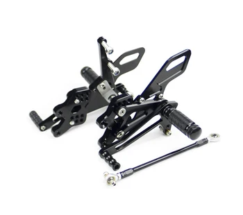 

CNC Billet Race Rear Adjustable Foot Peg Sets Rearset For Kawasaki Ninja ZX-10R ZX1000 2004 2005 Black Aluminum Stainless Bolts