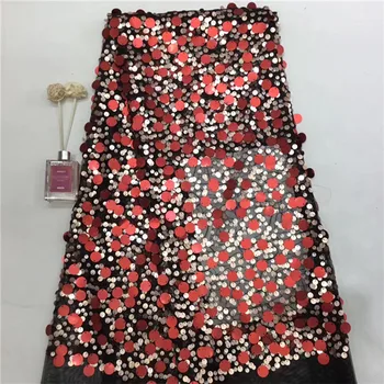 

Fashionable wedding lace African net material with sequins French net lace fabric HNZ183 (5yards/lot)