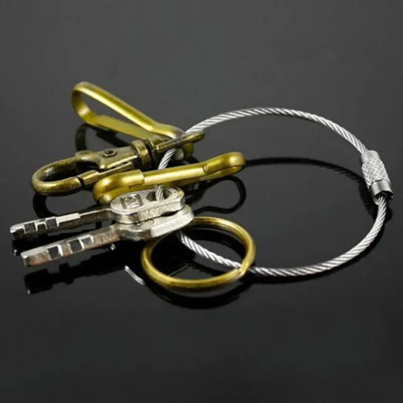 3 размера EDC провод из нержавеющей стали брелок колцо для ключей круг Веревка