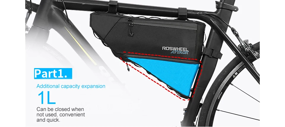 ROSWHEEL, водонепроницаемая велосипедная сумка, треугольная сумка для хранения, передняя рама, сумка для велосипеда, жесткая установка, Аксессуары для велосипеда, серия ATTACK