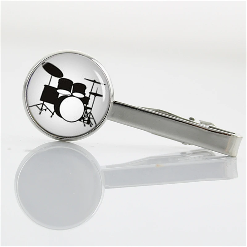 

Promotion Musical instrument picture tie tacks Necktie Drums DJ Mixer Musician Tie Clips Drum Kit Glass Tie Clips T 595