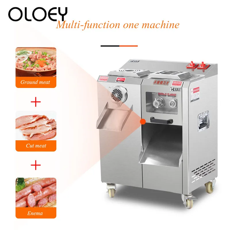 Chopping Meat Slicer Commercial Appliances Stainless Steel High Power Detachable Electric Slicer Shred Ground Meat Enema Machine