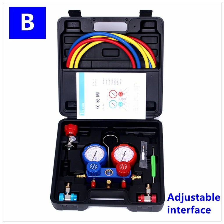 Бытовой Холодильный кондиционер манометр Maintenence инструменты автомобильный набор с чехол для переноски R410A - Цвет: B