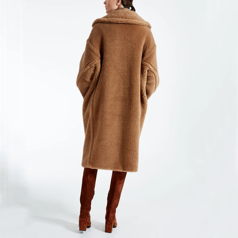 Пальто из искусственного меха, модный стиль, Женская Длинная зимняя верхняя одежда, сексуальная праздничная одежда знаменитостей, теплое длинное пальто