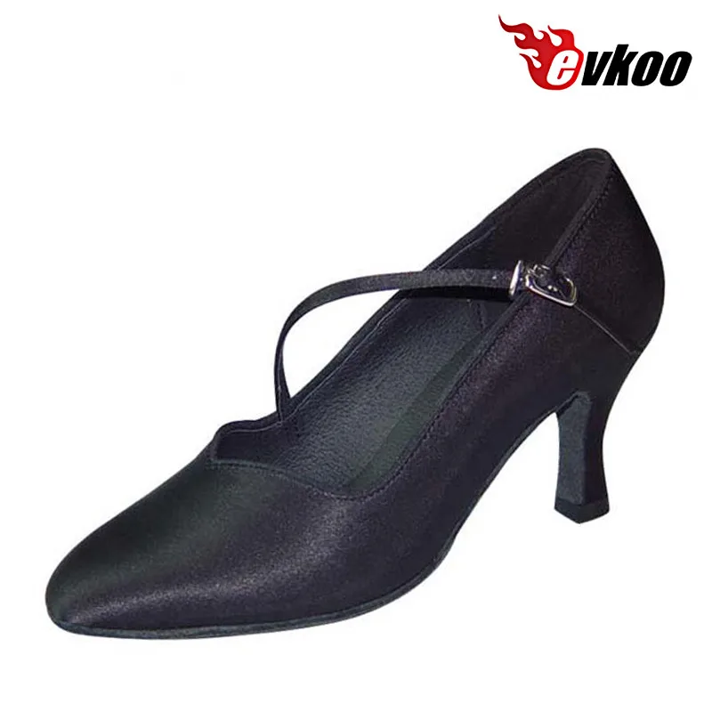 Evkoo танец черный и белый цвет женские бальные удобные туфли для латинских танцев атласный материал 7 см Высота каблука Evkoo-025